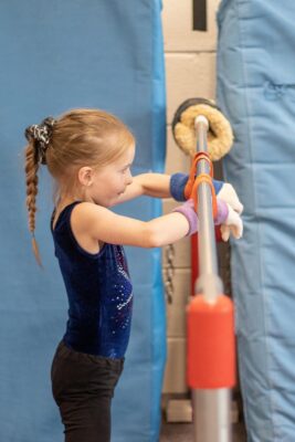 Young gymnast training at Auchterarder Gymnastics Club, where an active Scottish Gymnastics membership is required